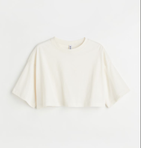 CROP TSHIRT GEBROKEN WIT 