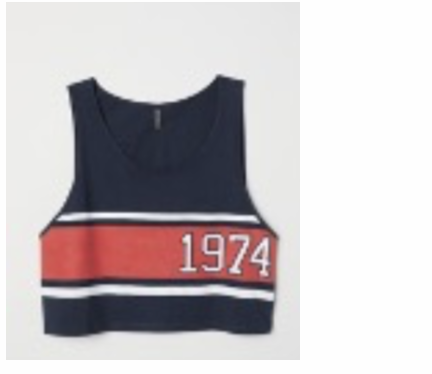 korte mouwloze wijde top blauw rood